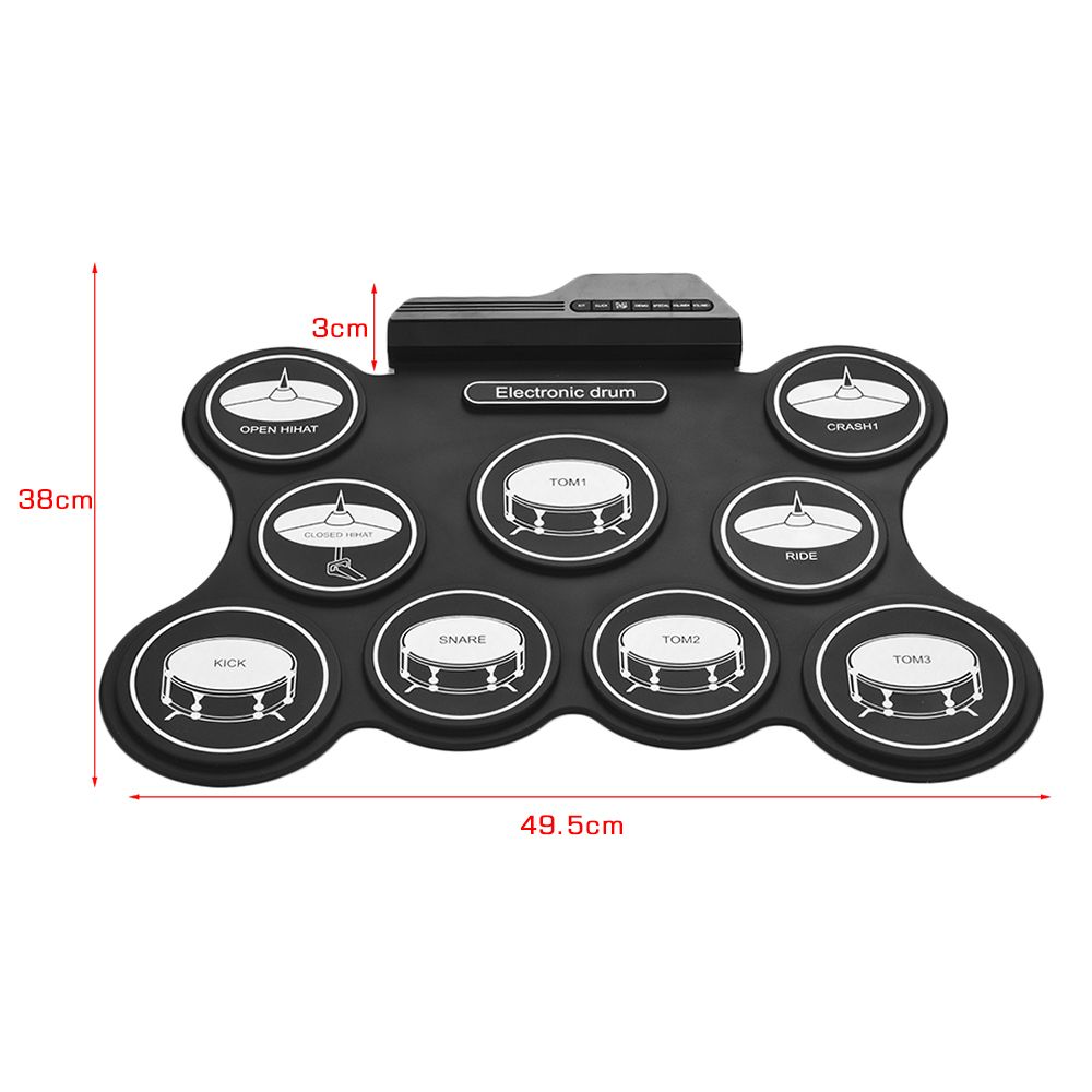Portable USB Roll Up Drum Kit Digital Electronic Drum Set 9