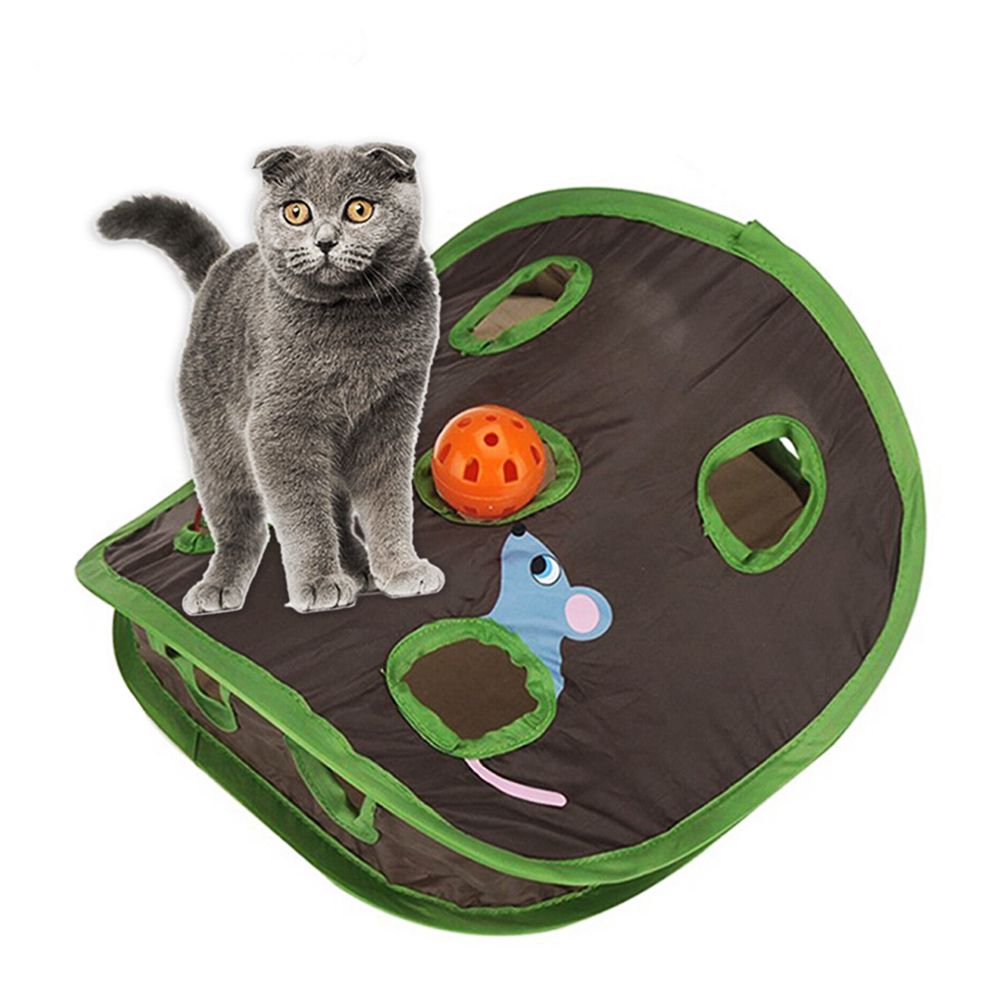 Hide And Seek Mouse Cat Toy 9 Holes Interactive Pet Cat