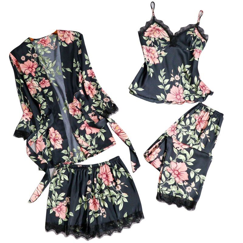 Women's Pajamas Clothing Embroidery Sleep Lounge Pyjama Pyjamas Set