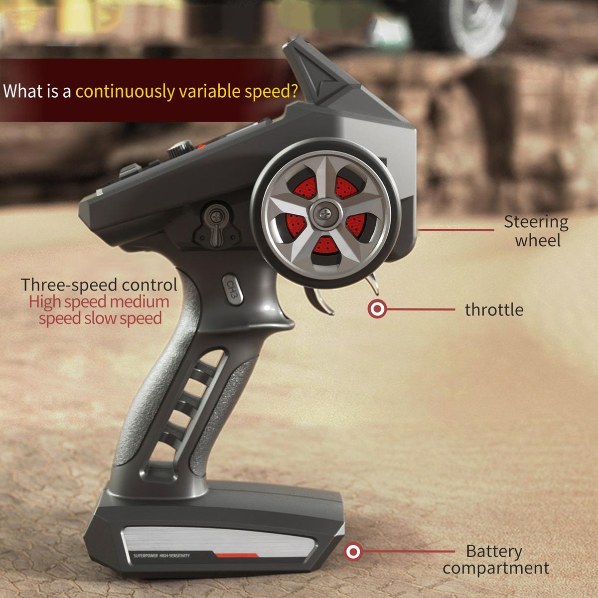 Remote Control Car 1/16 2.4GHz 38km/h All Terrain Off Road Trucks 4WD Climbing Car Gifts for Kids Adults 2 Battery
