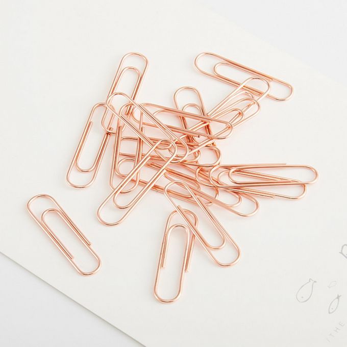 Boxed Rose Gold Metal Binders Paperclips Paperclips Set