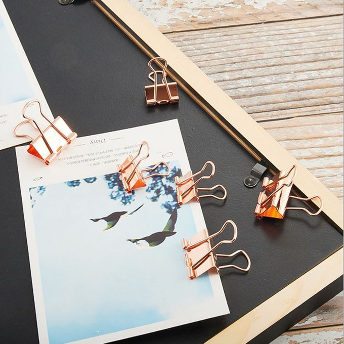 Boxed Rose Gold Metal Binders Paperclips Paperclips Set