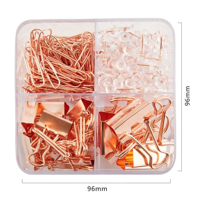 Boxed Rose Gold Metal Binders Paperclips Paperclips Set