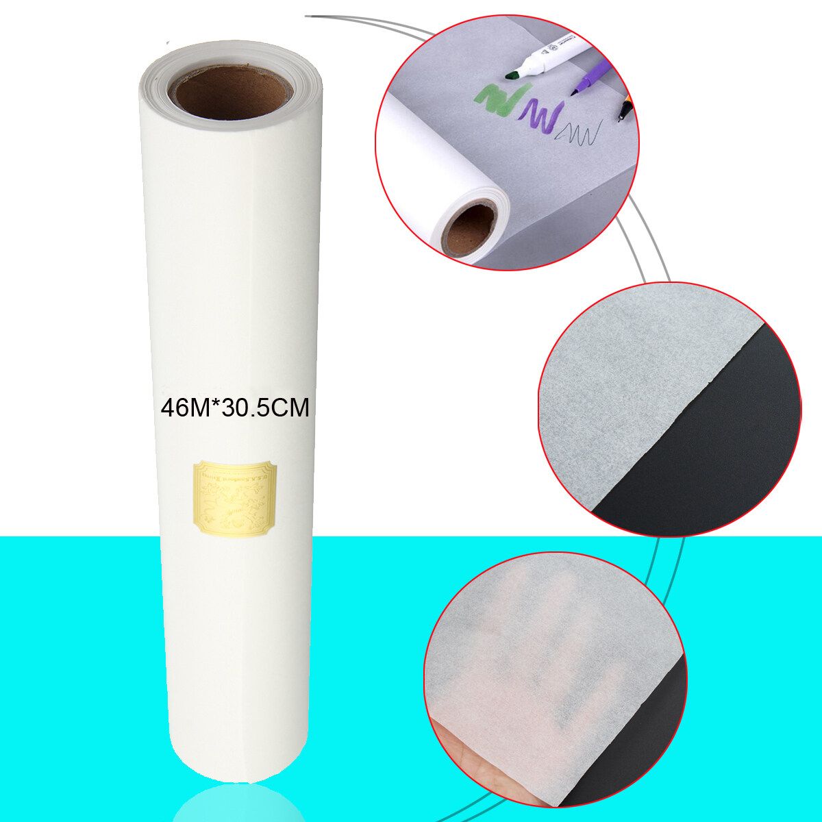 46M 12'' Super Transparent Draft Sketch Butter Paper Tracing Copy Paper Roll