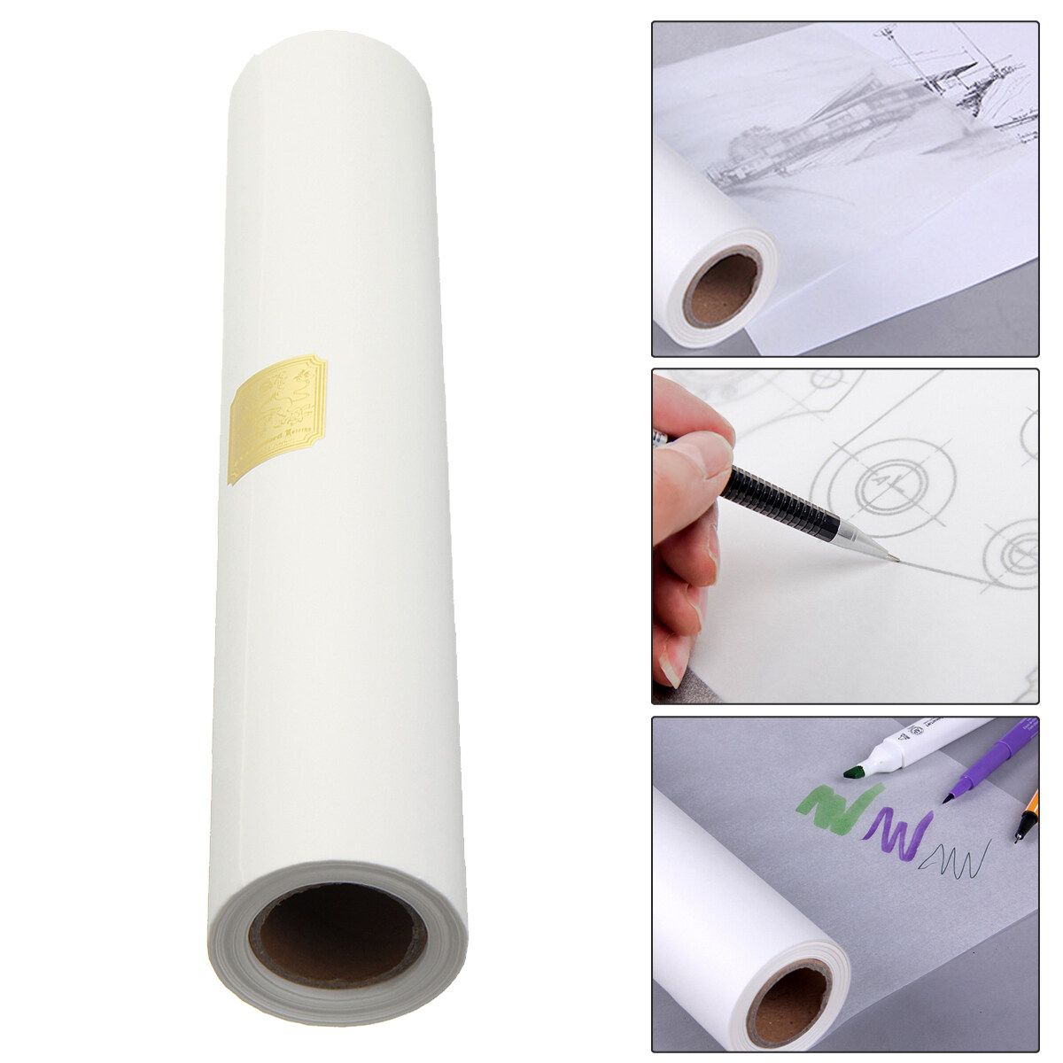 46M 12'' Super Transparent Draft Sketch Butter Paper Tracing Copy Paper Roll