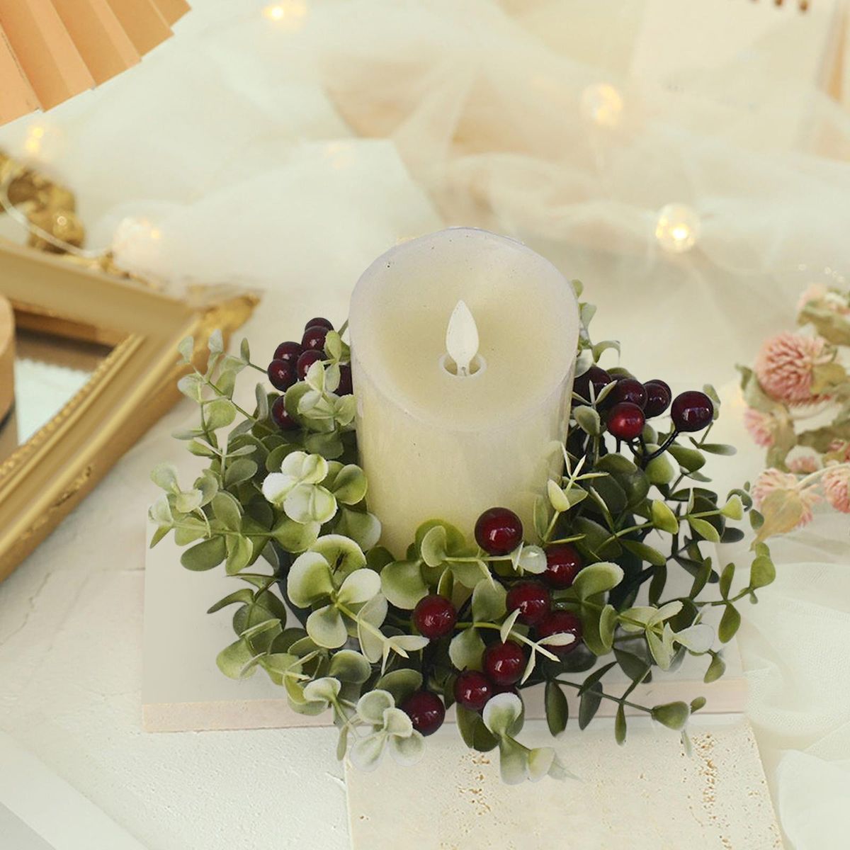 9.84inch Candle Rings Wreaths Tabletop Centerpieces
