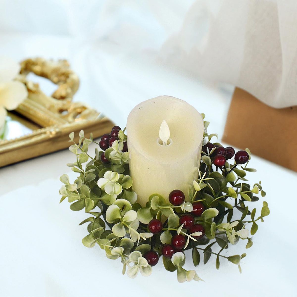9.84inch Candle Rings Wreaths Tabletop Centerpieces