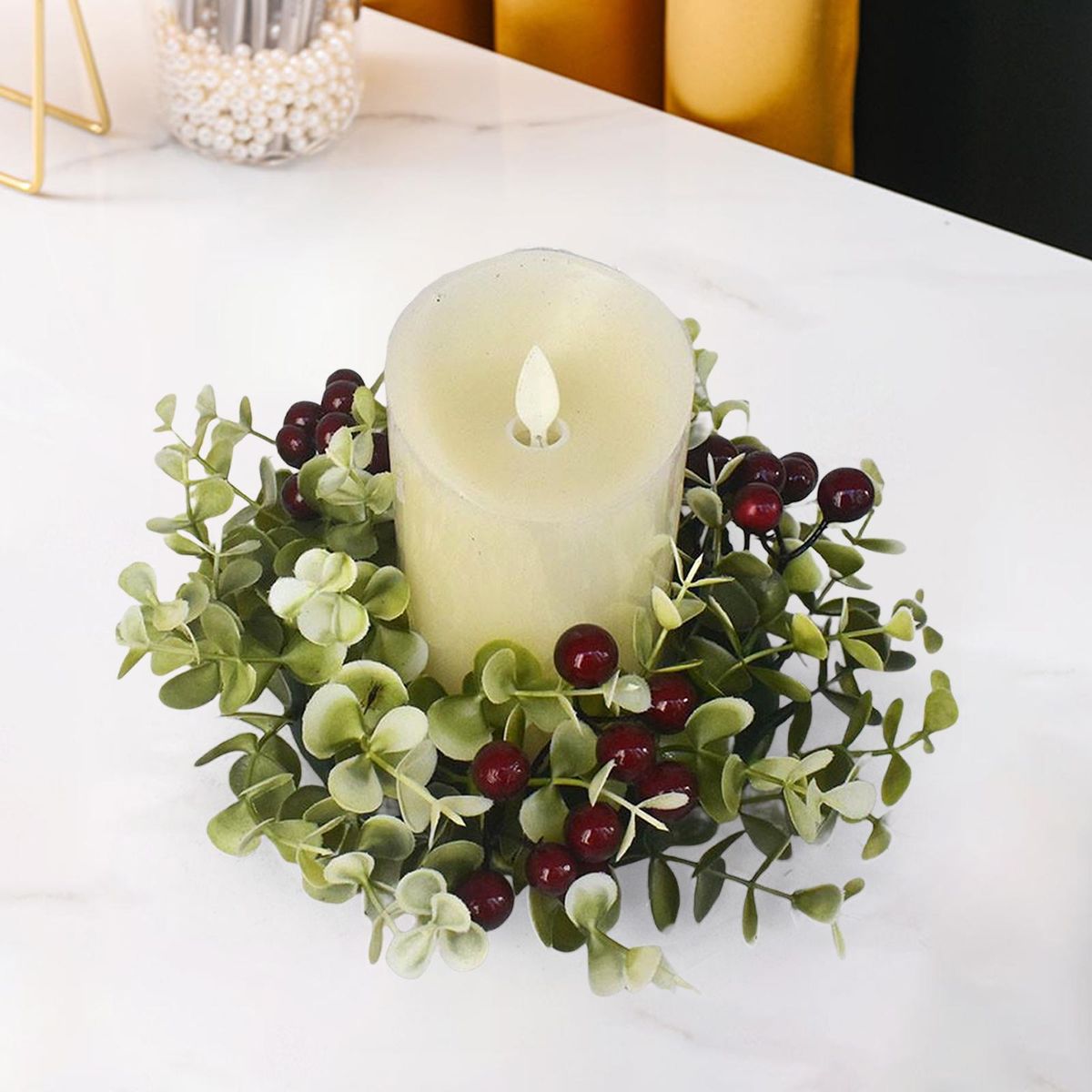 9.84inch Candle Rings Wreaths Tabletop Centerpieces