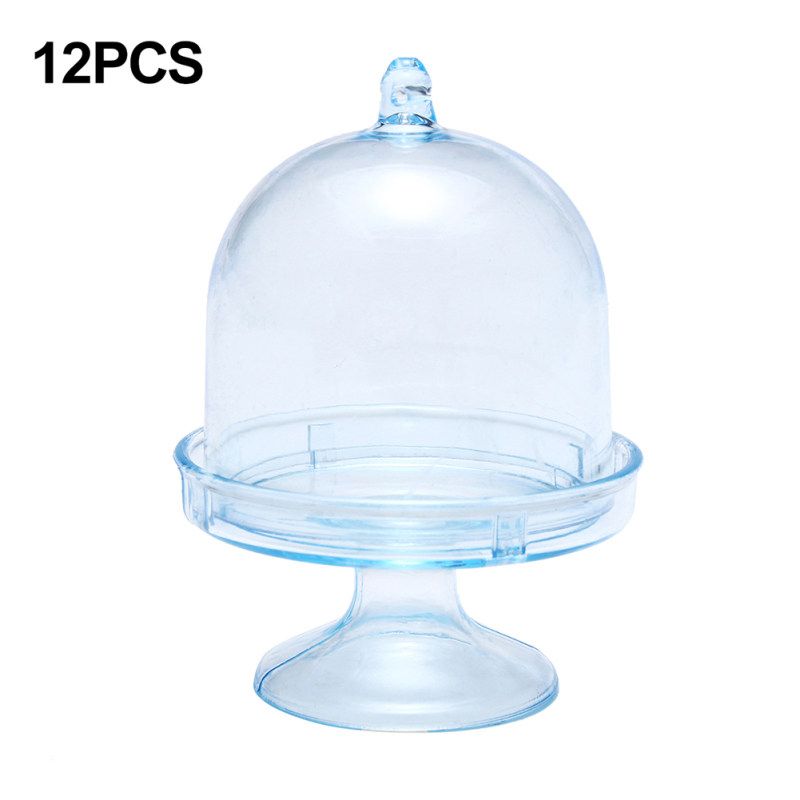 12Pcs Mini Cake Display Stand Cupcake Holder + Dome Cover-