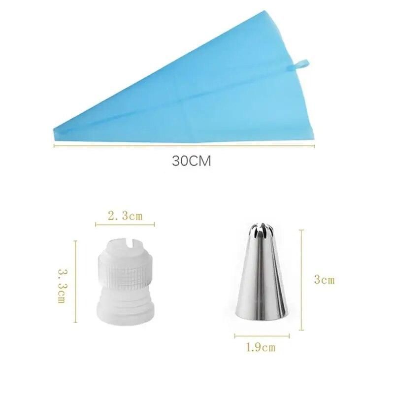 51pcs Confectionery Dessert Decor Silicone Icing Piping Cream Pastry Bag Stainless Steel Nozzle Set DIY Cake Decorating Tips