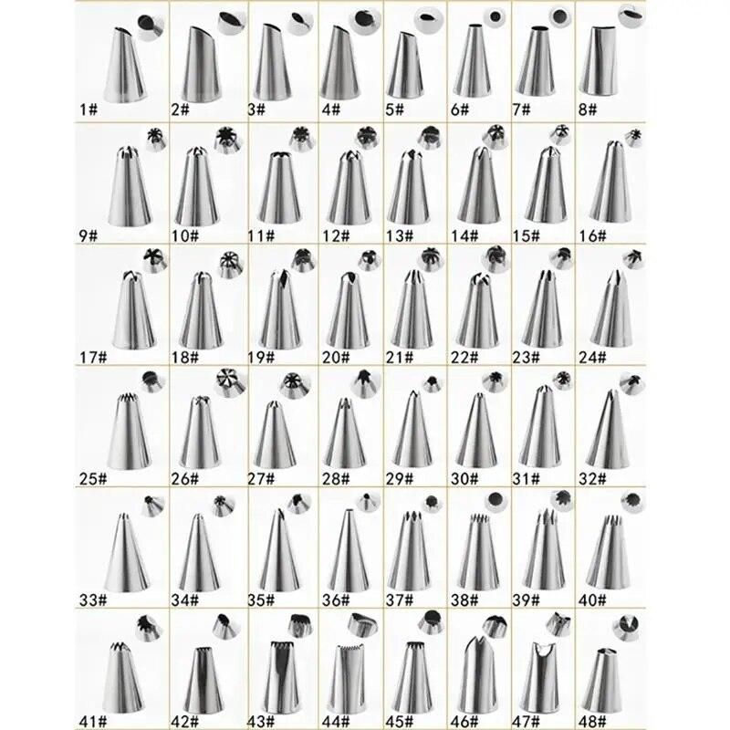 51pcs Confectionery Dessert Decor Silicone Icing Piping Cream Pastry Bag Stainless Steel Nozzle Set DIY Cake Decorating Tips