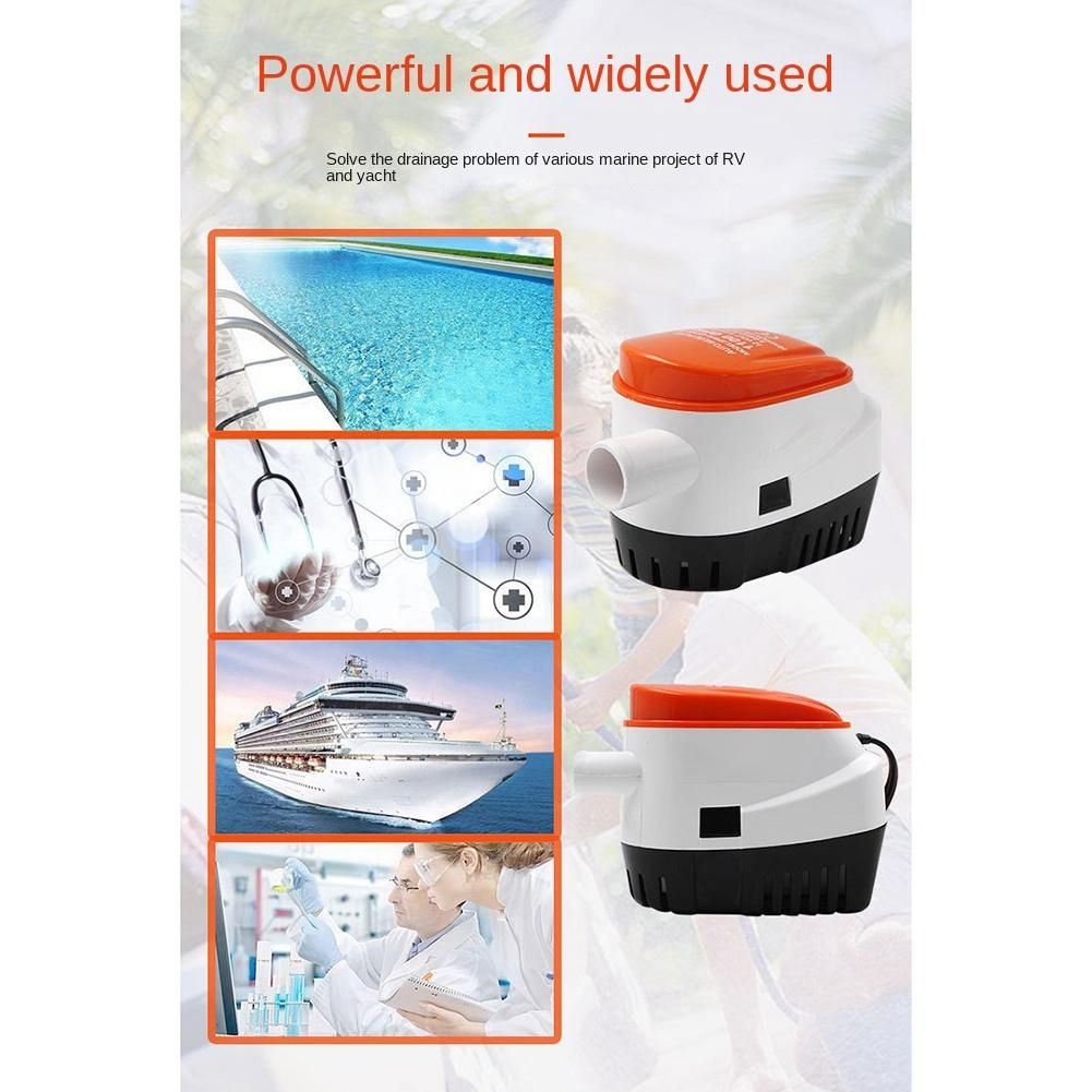12V DC Bilge Pump Fully Automatic Switch Electric Small Submersible Pump 750GPH Big Flow Drainage Pump