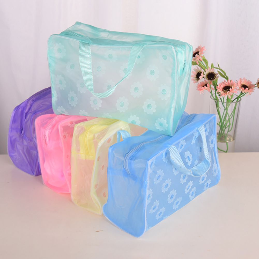 Portable Flower Waterproof Travel Cosmetic Toiletry Storage Pouch Makeup Bag-Green