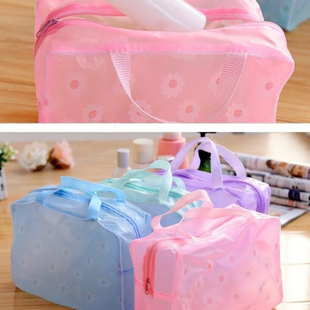 Portable Flower Waterproof Travel Cosmetic Toiletry Storage Pouch Makeup Bag-Green