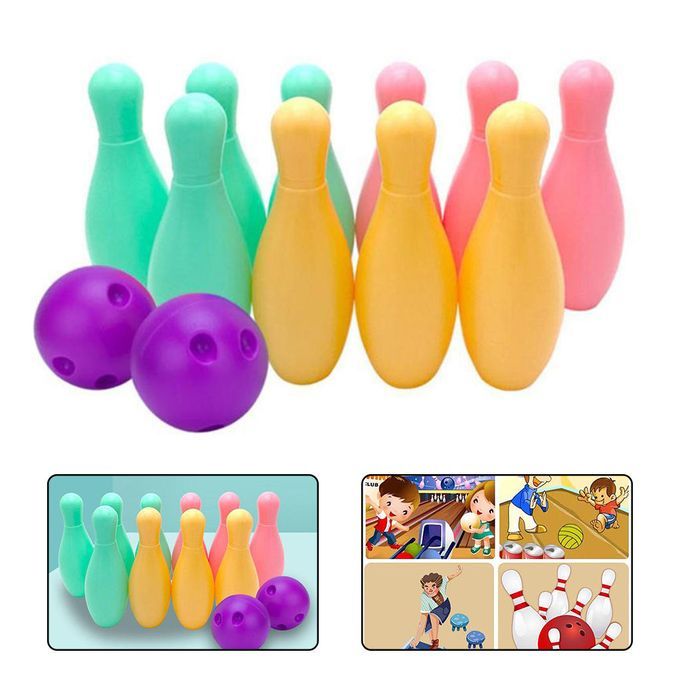 Plastic Bowling Balls Set For Kids School-age Child Indoor 10 Pin 17cm