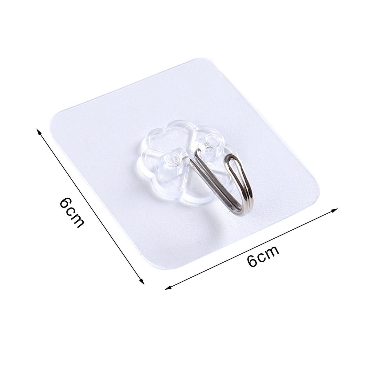 6Pcs Hooks Transparent Strong Adhesion PVC Self Adhesive Home Hangers For Bathroom-Transparent