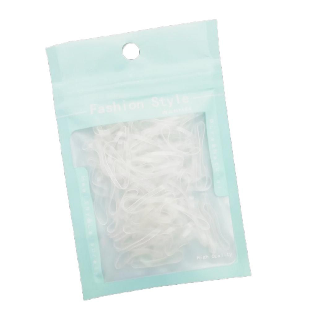 100pcs Elastic Hair Ties Rubber Bands Ponytail Holder Hair White