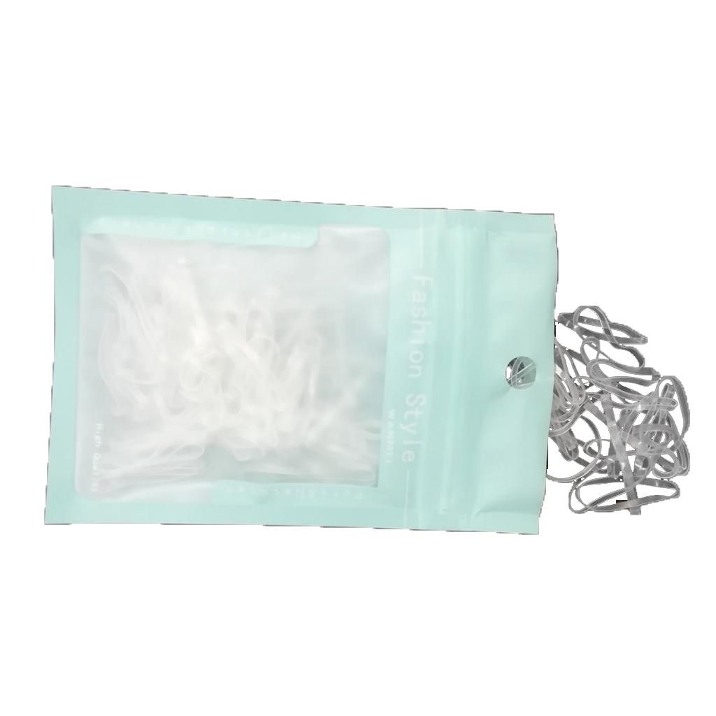 100pcs Elastic Hair Ties Rubber Bands Ponytail Holder Hair White