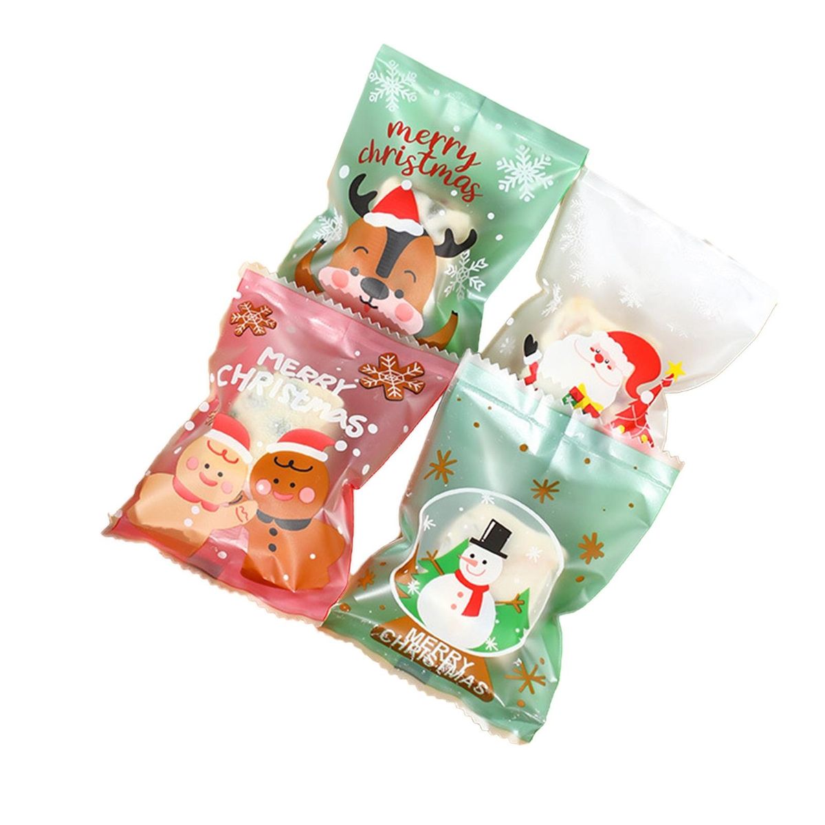 Elk Themed Candy Bags 100pcs Festive Candy Bag Set Santa Snowman Elk
