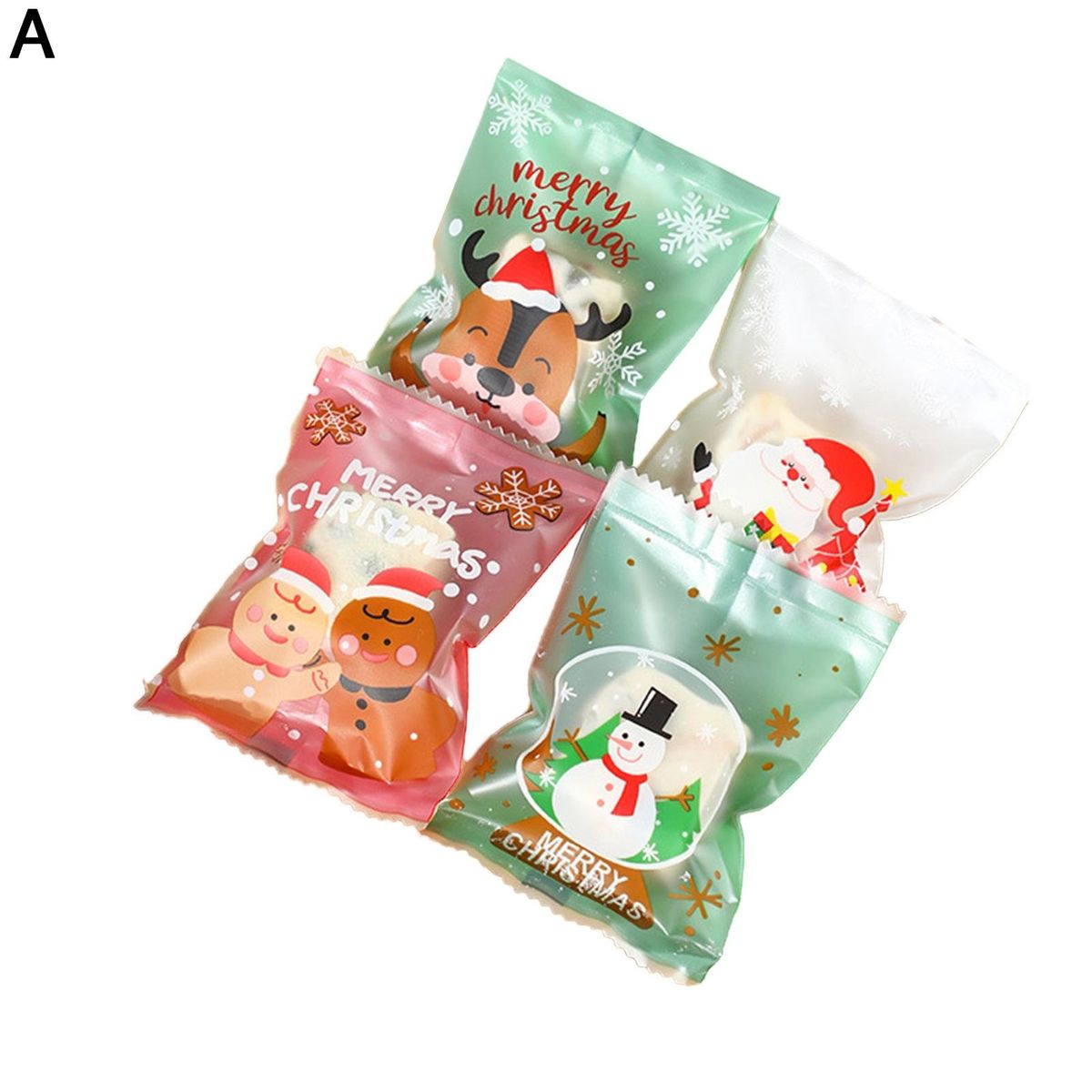Elk Themed Candy Bags 100pcs Festive Candy Bag Set Santa Snowman Elk