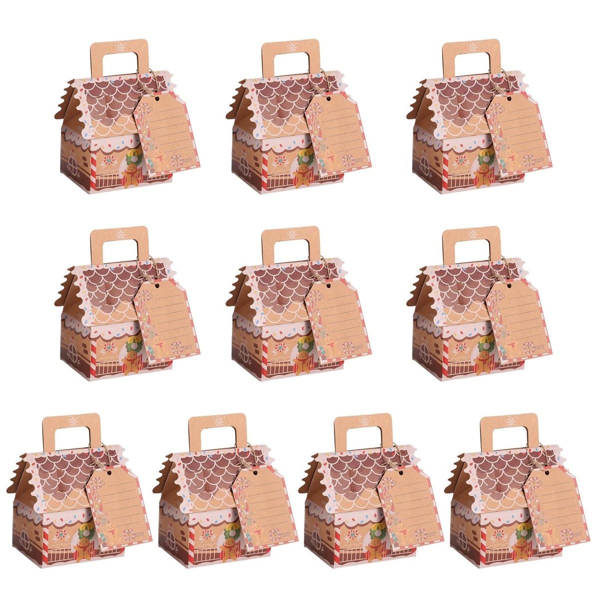 Christmas Gift Box 10pcs Festive House Cookie Candy Box for Party
