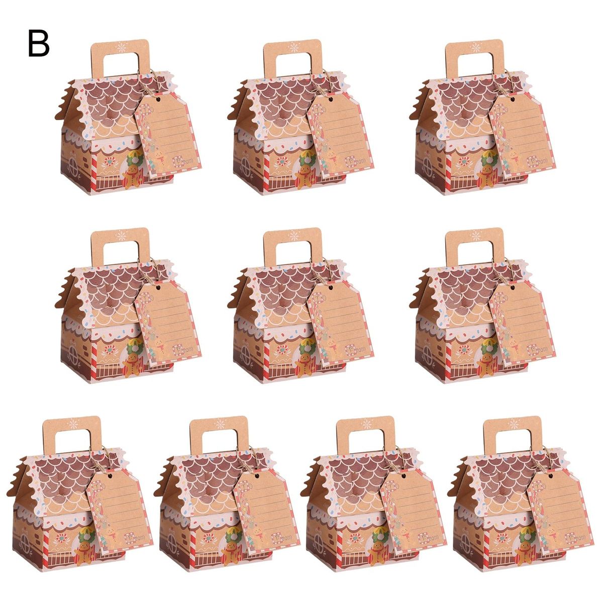 Christmas Gift Box 10pcs Festive House Cookie Candy Box for Party