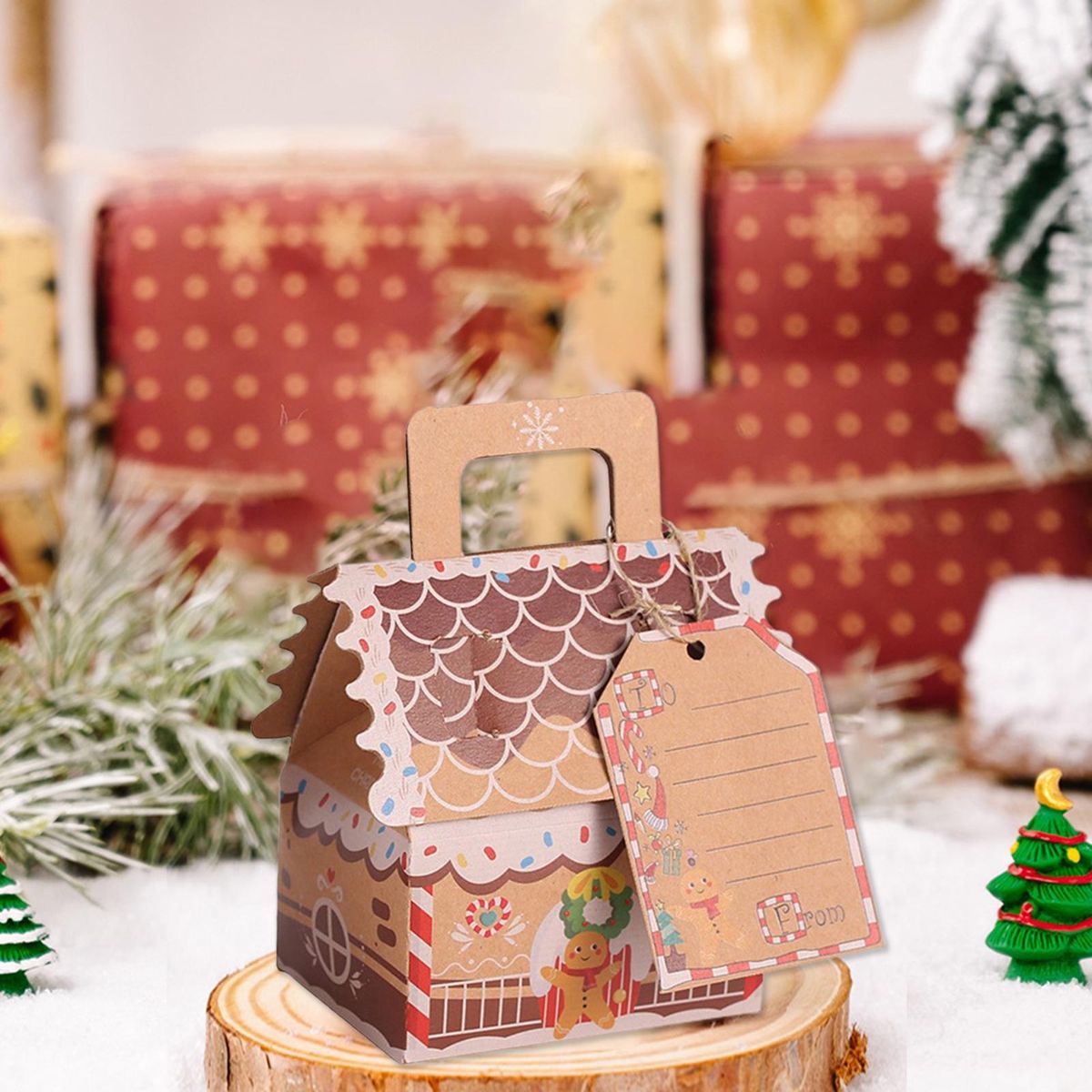 Christmas Gift Box 10pcs Festive House Cookie Candy Box for Party