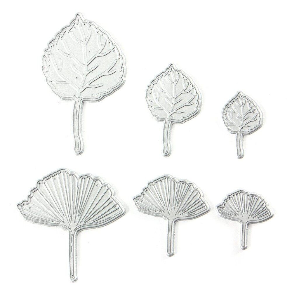 Memory Box Metal Dies Stencils Scrapbook Album Paper Card Craft DIY Set Silver Ginkgo Leaf Series