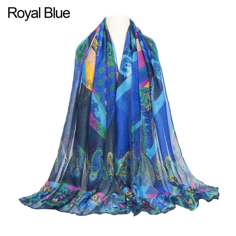 Voile Scarf Women Ethnic Style Wrap Printed-Black Red