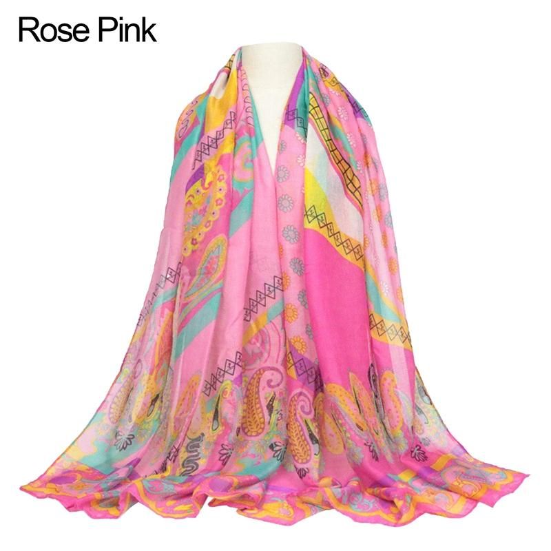Voile Scarf Women Ethnic Style Wrap Printed-Black Red