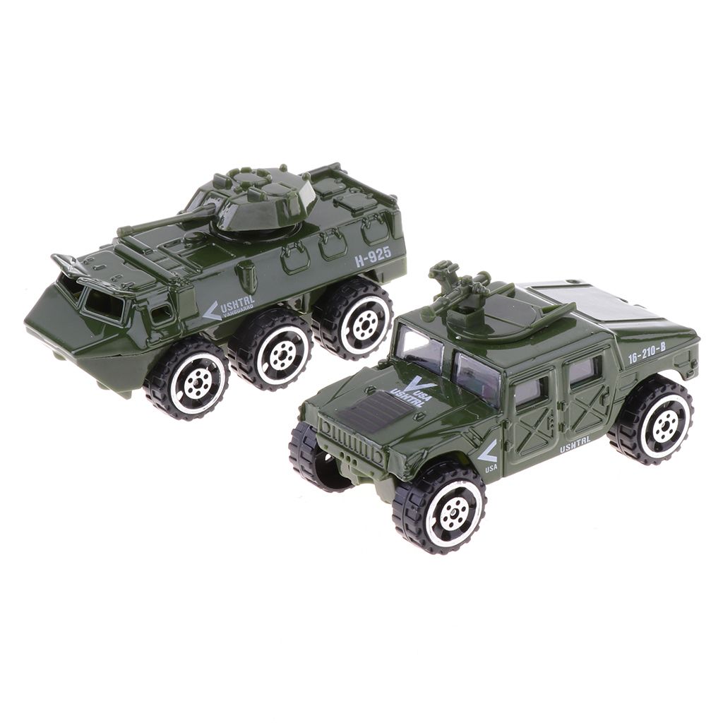 6 Pieces 1/87 Alloy   Vehicle Toy Set -  Jeep Tank Car