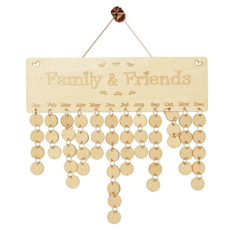 Wooden Anniversary Calendar Board DIY Family Friends Birthday Calendar Sign Special Dates Planner Board Hanging For Home Decor Gift