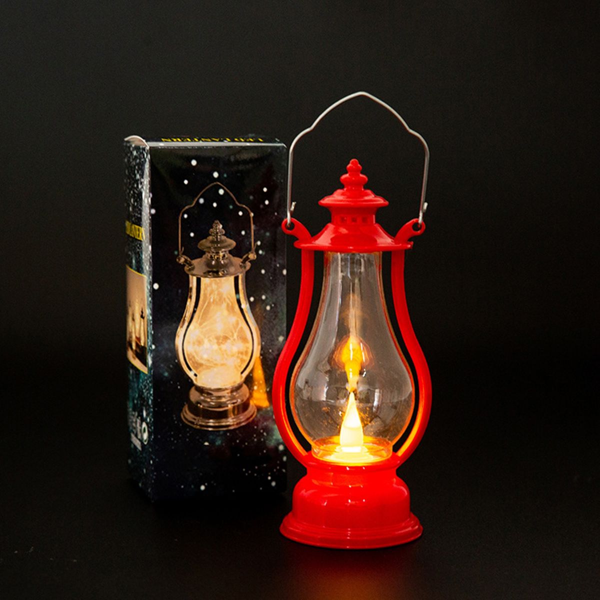 Electronic Candle Light Hanging LED Lantern Lamp Red