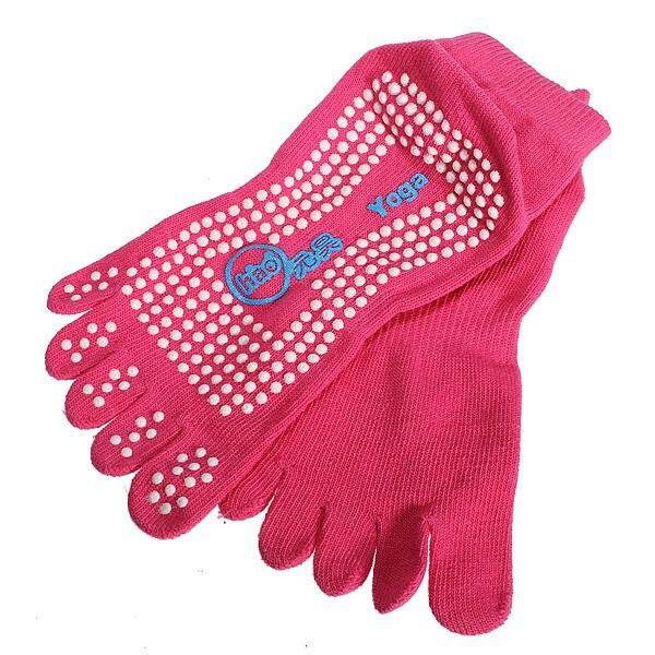 Women Cotton Nonslip Fulltoe Grip Yoga Fitness Silicon Massage Dots Socks HOT Apricot
