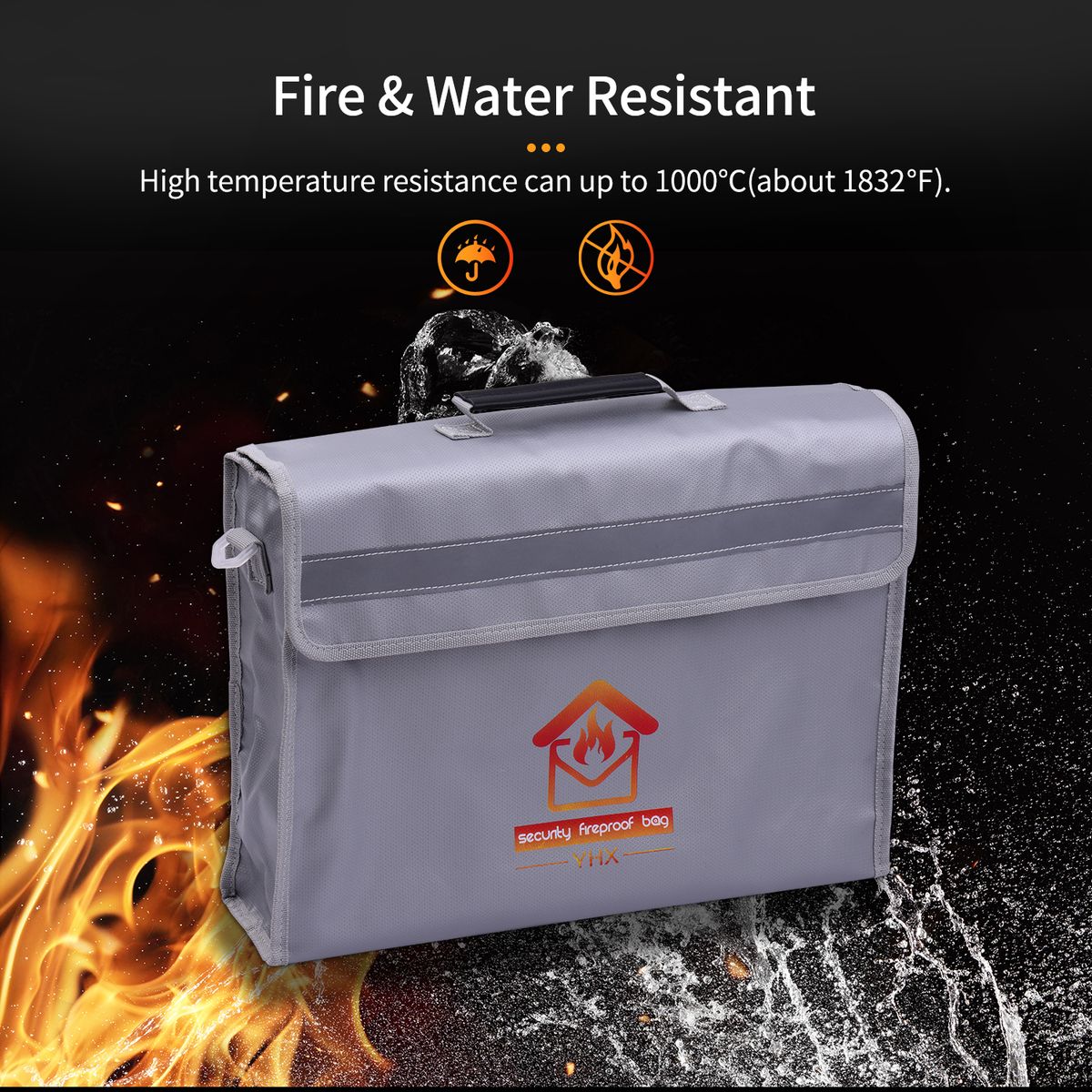 Fireproof Document Bag Large Size Fire & Water Resistant