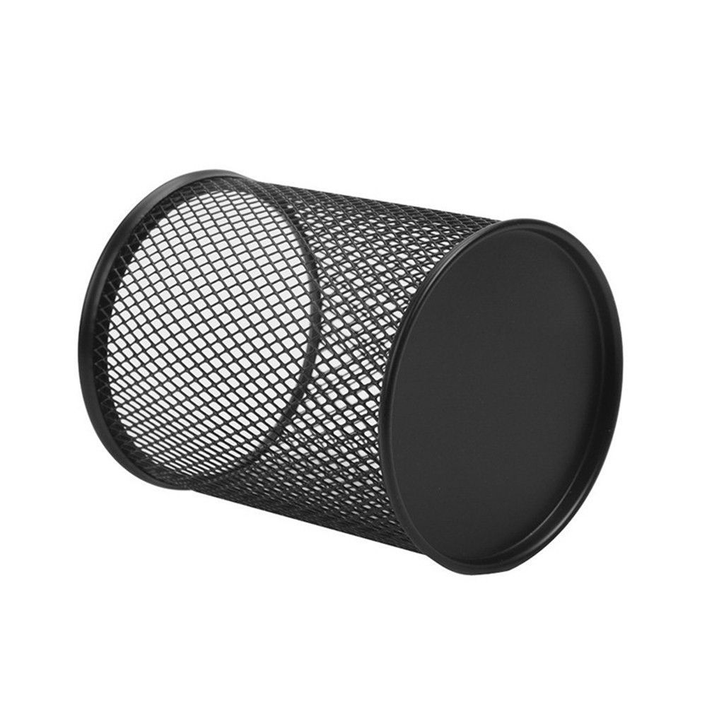 Steel Metal Mesh Cylinder Pen Pencil Eraser Stationery Holder Container Pen Cas