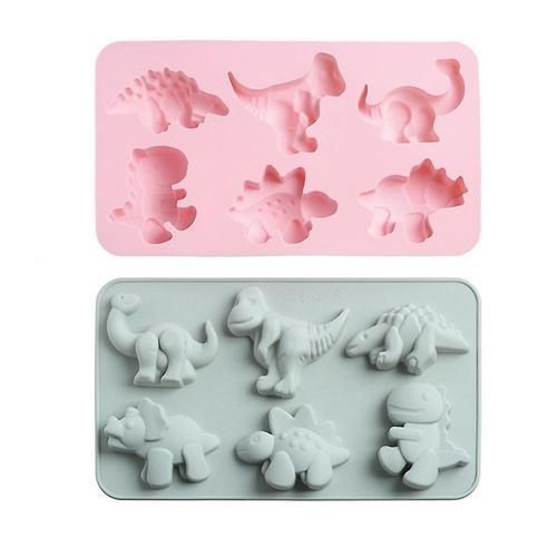 2pcs 6 Hole Cute Dinosaur Silicone Mould For Making Cake Candy Chocolate Soap