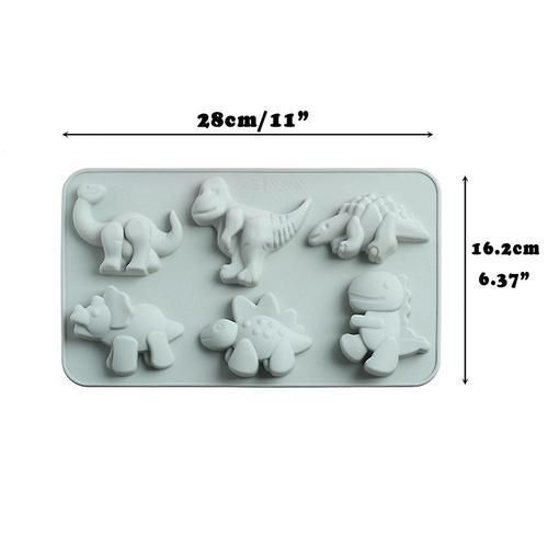2pcs 6 Hole Cute Dinosaur Silicone Mould For Making Cake Candy Chocolate Soap