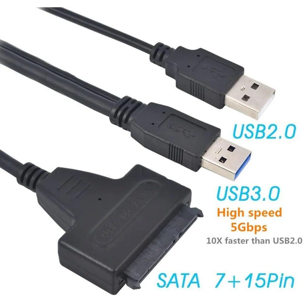 USB 3.0 To 2.5" Inch Universal Adapter Converter SATA III 22 Pin HDD SSD Hard Drive Disk Power Adapter Cable