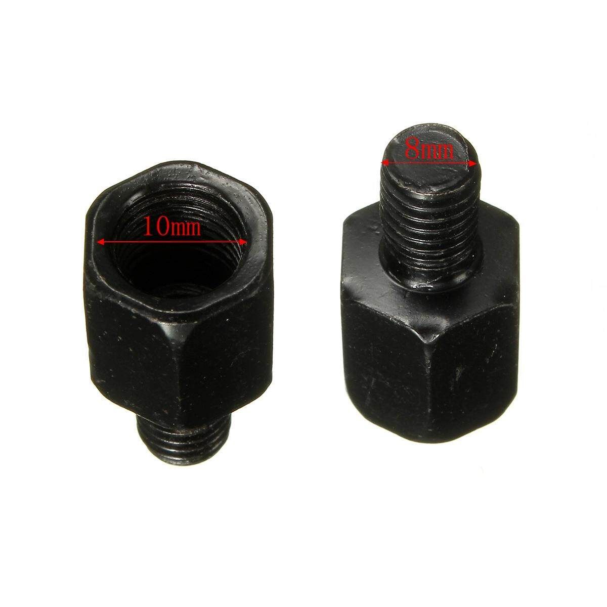 2x Black Motorcycle Rear View 10mm To 8mm Mirror Adapter Bolts Screw For Yamaha