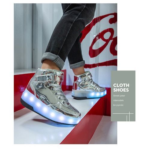 Children's Board Shoes [single Wheel *LED*USB Colorful Lights]-Silver