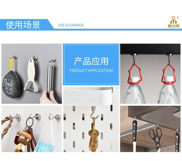 10 Pieces Magnetic Hooks Metal Strong Magnetic Hooks Silver