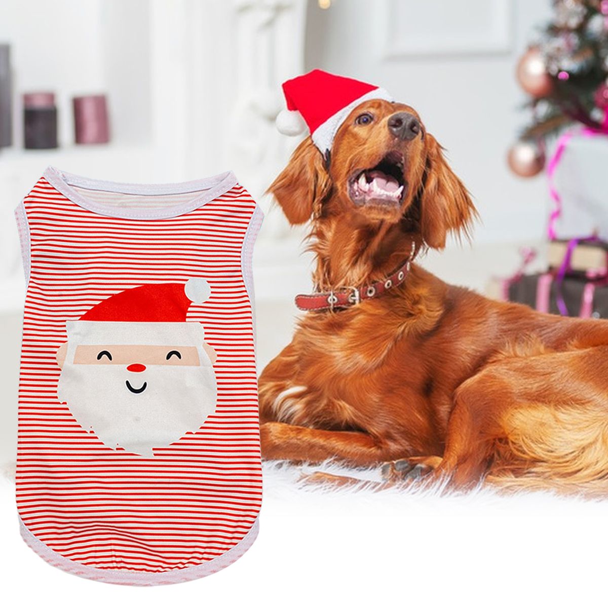 Pet Clothing Sleeveless Cute Dog Sweatshirts Red