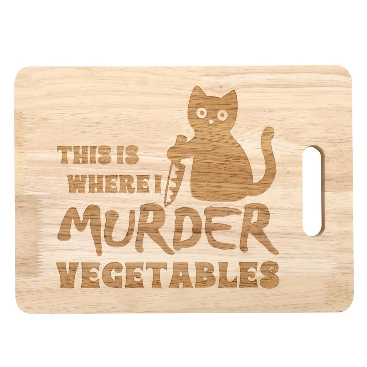 Spooky Kitty Cutting Board Engraved Vegetable Tray for Halloween Wooden Color