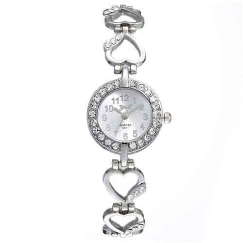 Casual Love Diamond Ladies Quartz Watch - Silver