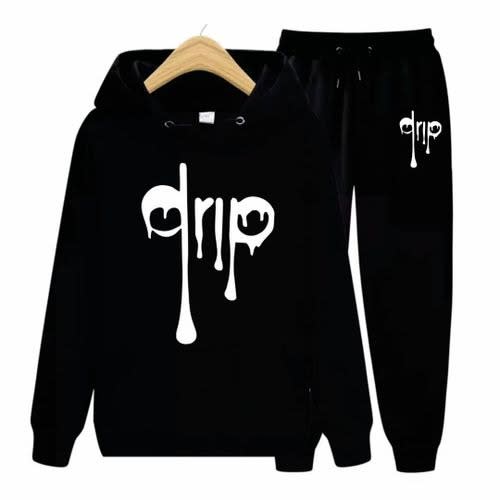 Black Hoodie & Joggers With White Print