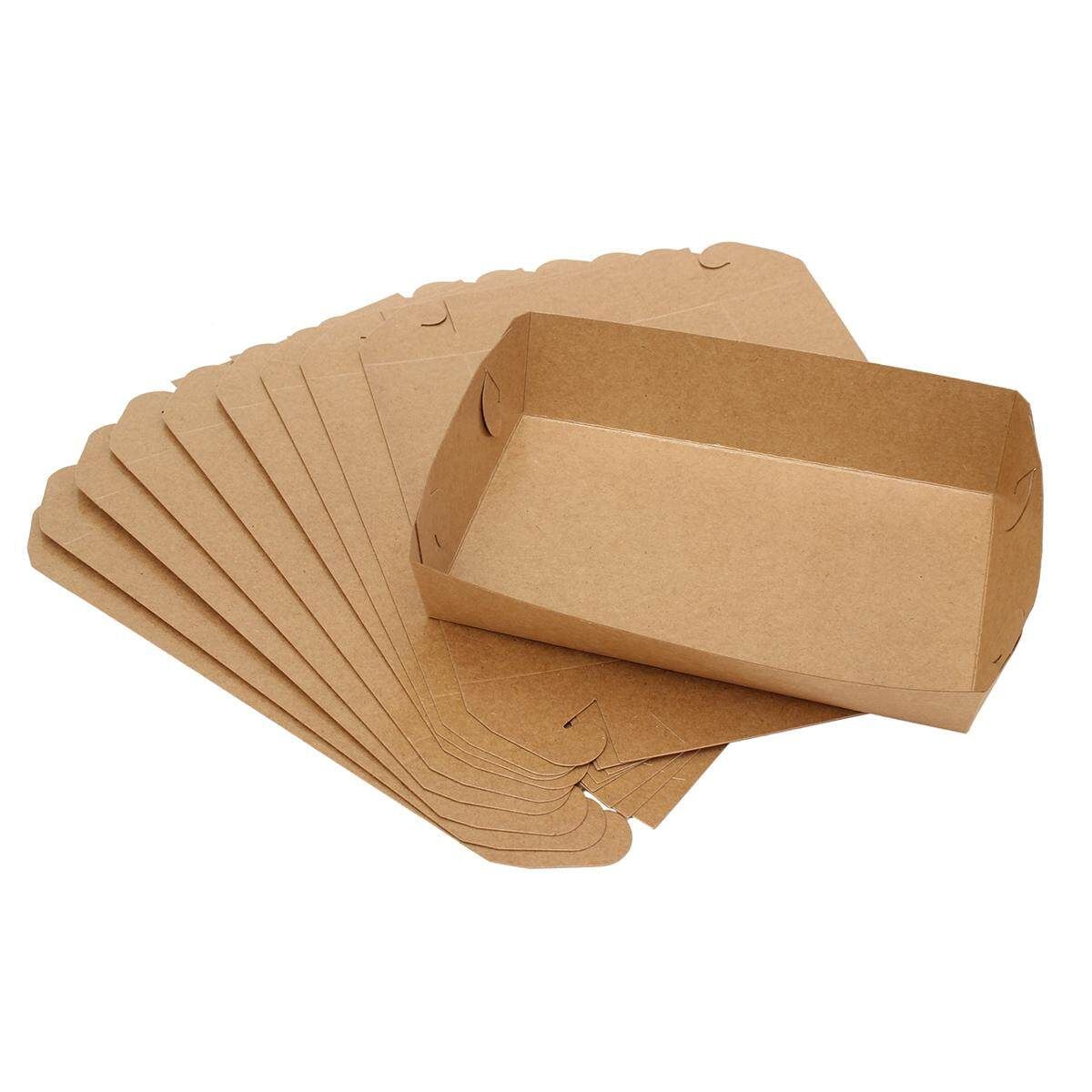 10x Cardboard Open Hot Dog Tray, Beta Board Natural Look Food Packaging