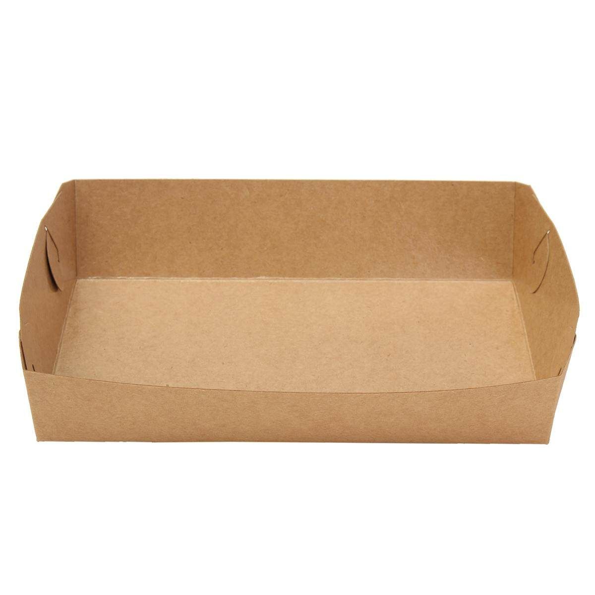 10x Cardboard Open Hot Dog Tray, Beta Board Natural Look Food Packaging