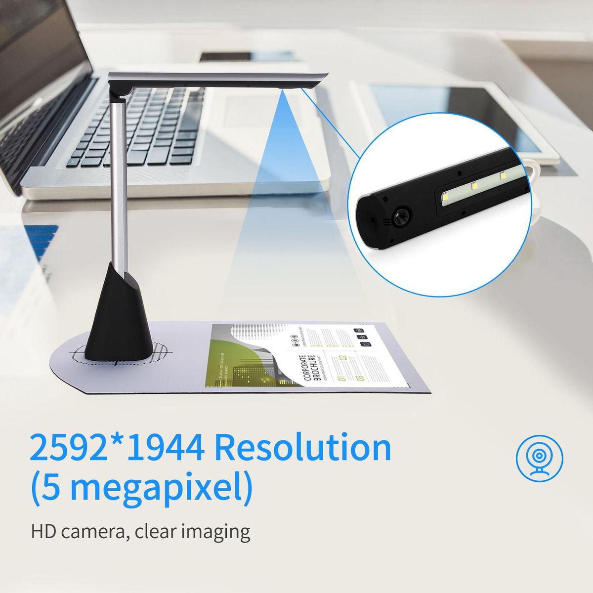 BK34 Document Camera Scanner 5 Mega-Pixel HD Camera A4 Capture Size with LED Light Teaching Software for Classroom Teachers Online Teaching Distance Learning Education