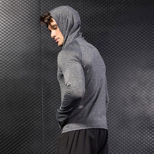 Men's Fashion Running Sports Jacket,Long Sleeve Sports Hoodie（Gray）